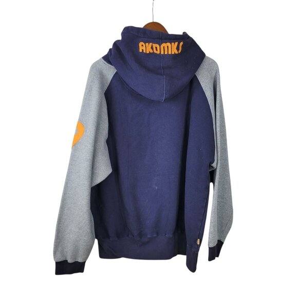 Vtg Akademiks Hoodie Men XXL Heavy Fleece Y2K Hip Hop 90s 1/4 Sweatshirt Navy - Picture 5 of 6